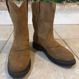 Ariat Men's Brown Sierra Western Work Boots size 9.5EE Steel toe